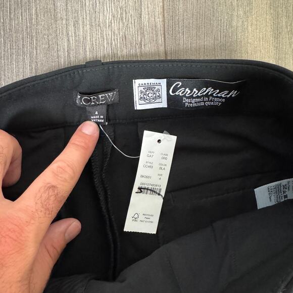 J.Crew Wide Leg Trouser Pants WMNS 4 Black Four-Season Stretch Carreman Hi-Rise - Picture 5 of 8